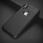 Wholesale iPhone X (Ten) TPU Leather Armor Hybrid Case (Black)